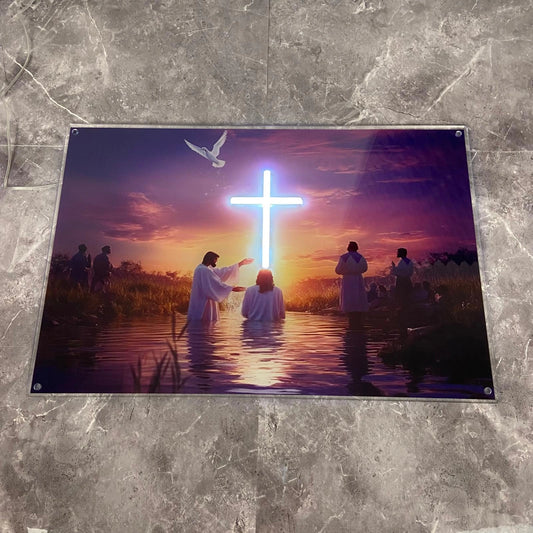 ChristlichesLicht Taufe Jesu LED Poster