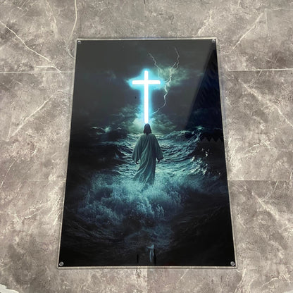 ChristlichesLicht Jesu Gang auf dem Wasser LED Poster